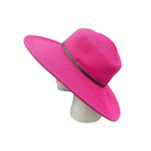 Fushia Pink Woven Beach Hat Chain Embellishment